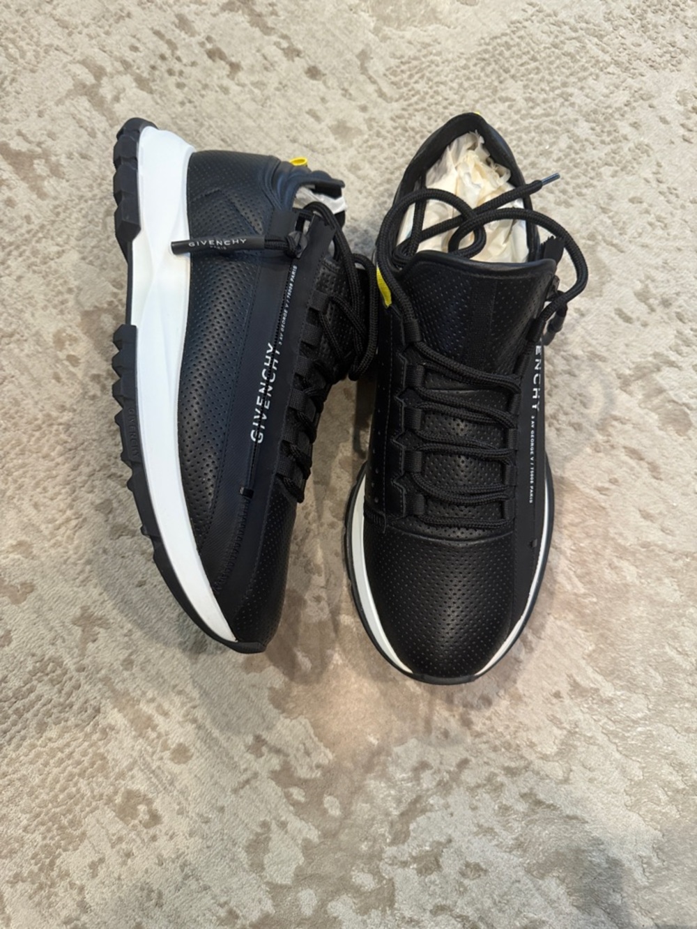 Givenchy Black Leather Perforated Men’s Sneakers with White Midsole